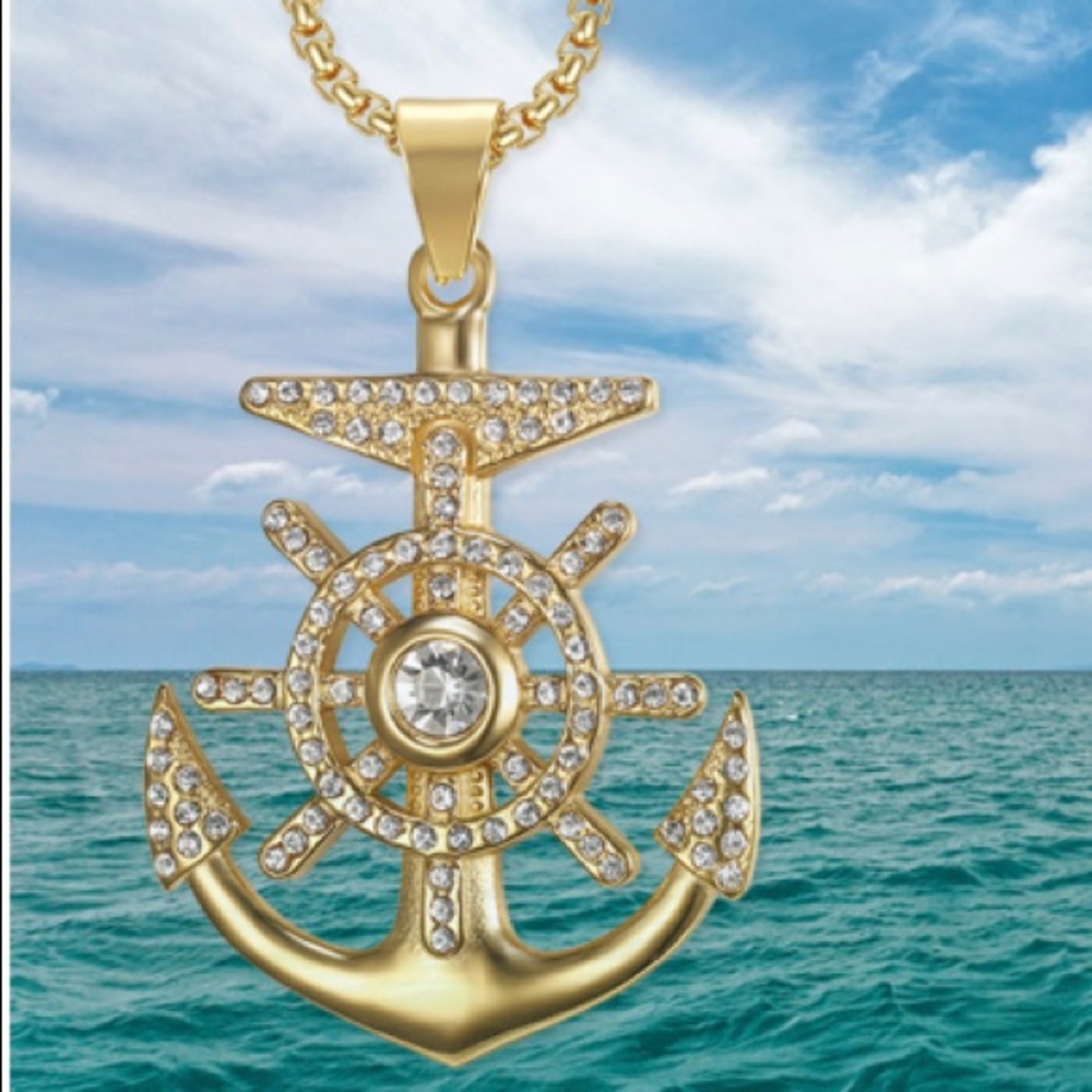 18k Gold Plated Nautical Anchor 24 inch chain - Picture 5 of 5